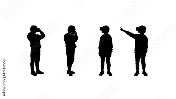 Fototapeta Child in virtual reality silhouette set 3