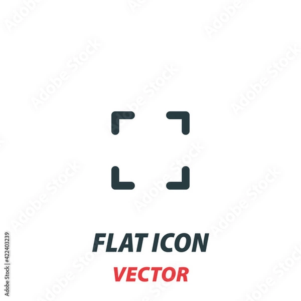 Obraz in full screen icon in a flat style. Vector illustration pictogram on white background. Isolated symbol suitable for mobile concept, web apps, infographics, interface and apps design