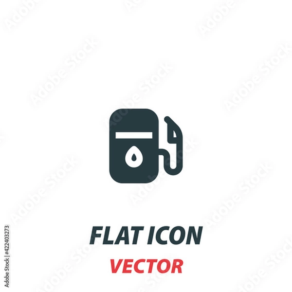 Fototapeta gas station icon in a flat style. Vector illustration pictogram on white background. Isolated symbol suitable for mobile concept, web apps, infographics, interface and apps design