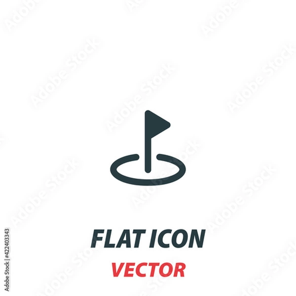 Obraz Golf flag icon in a flat style. Vector illustration pictogram on white background. Isolated symbol suitable for mobile concept, web apps, infographics, interface and apps design