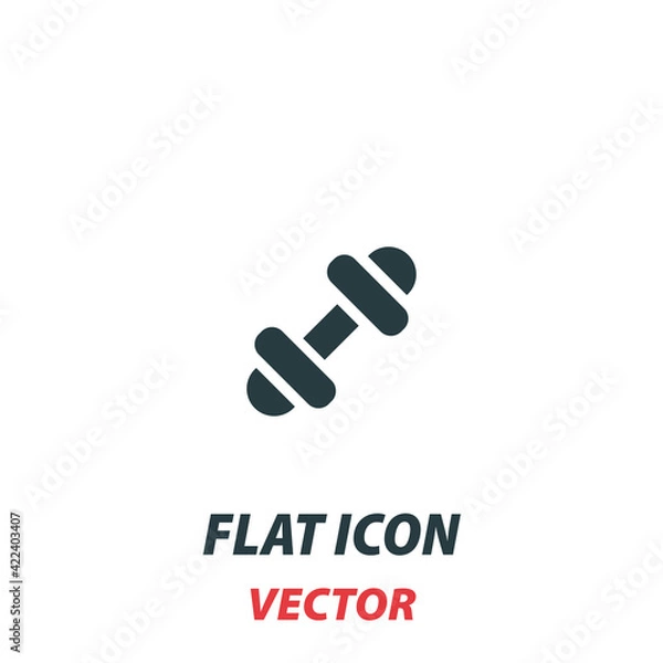 Obraz Dumbbell icon in a flat style. Vector illustration pictogram on white background. Isolated symbol suitable for mobile concept, web apps, infographics, interface and apps design