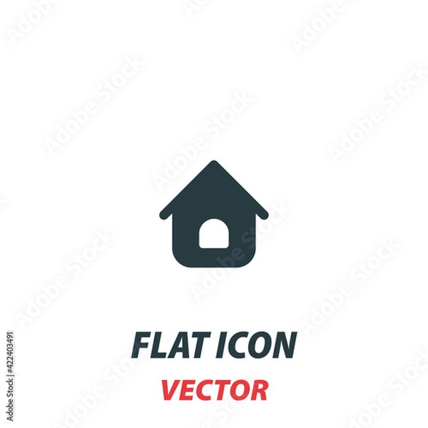 Fototapeta Home icon in a flat style. Vector illustration pictogram on white background. Isolated symbol suitable for mobile concept, web apps, infographics, interface and apps design