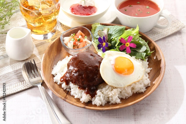 Obraz ハワイアン　ロコモコ　スープ　デザート　ドリンク　セット