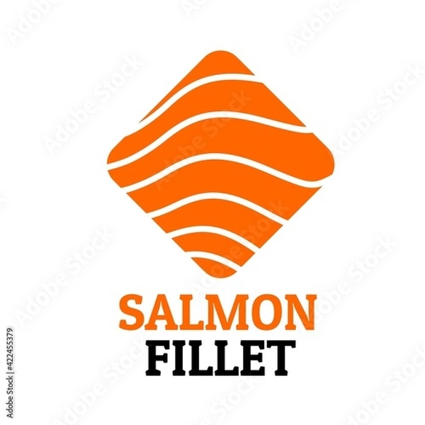 Obraz Salmon Fillet Orange Slice sushi logo concept design illustration