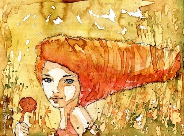 Obraz abstrakcyjny poreret dziewczyny