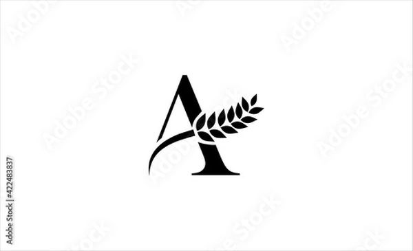 Obraz wheat logo letter a vector illustration