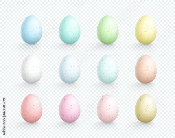 Fototapeta Easter Eggs Vector Element Speckled Colors Set 3d Isolated