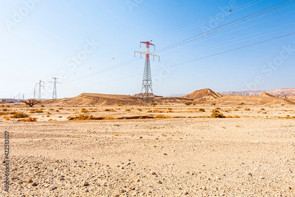 Fototapeta Power lines in  landscape