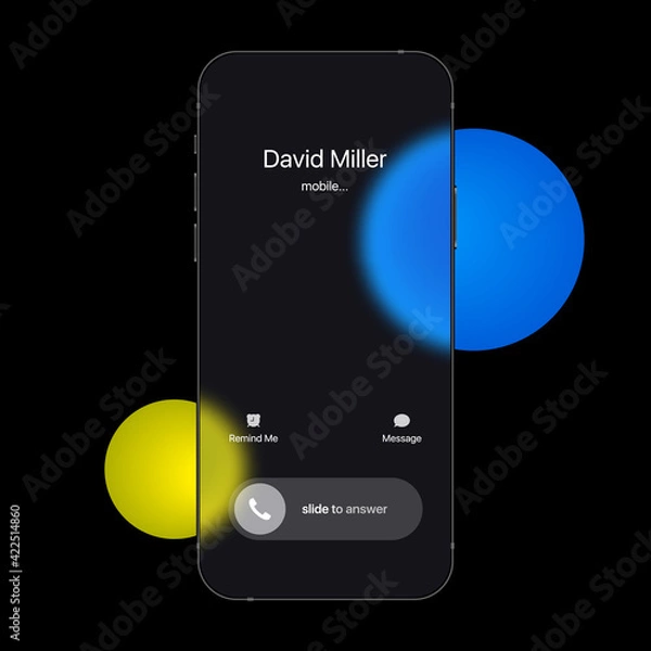 Fototapeta Glassmorphism Smartphone Call Screen Mockup. Vector illustration