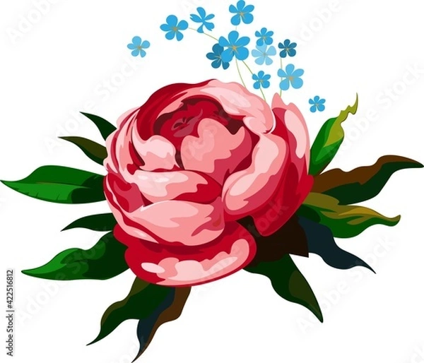 Fototapeta Vector illustration of a pattern of pink flowers.