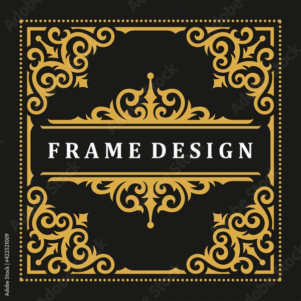 Obraz Vintage frame border ornament and vignettes swirls decoration