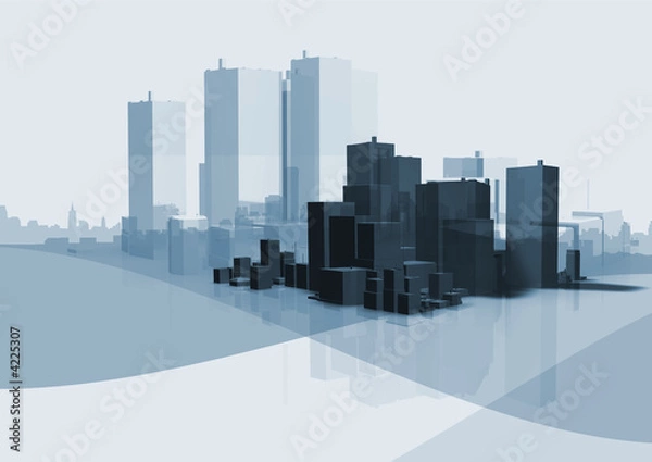 Fototapeta town on blue