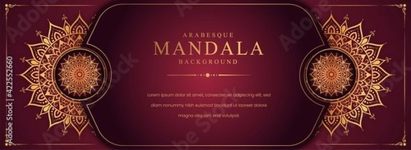 Obraz Luxury mandala background with golden arabesque pattern Arabic Islamic east style. Decorative mandala for print, poster, cover, brochure, flyer, banner.