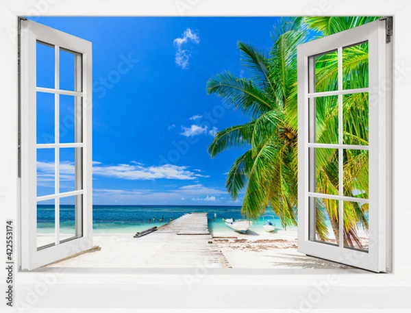 Obraz Ocean view window open