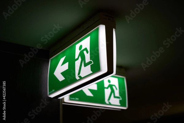 Fototapeta Emergency exit visible in the building.
