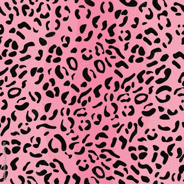 Obraz Pink Leopard skin seamless pattern. Jaguar, cheetah fur texture background. Animal stylish print for fashion, textile, surface, graphic design. Vector