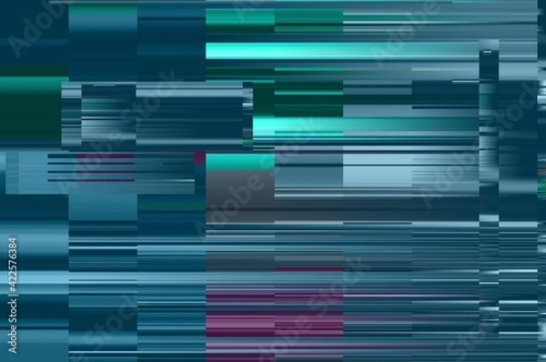 Obraz Modern background with dead pixel and bug, glitch and error signal. Optical distortion, overlapping geometric. It can be used for web design, printed products and visualization of music.