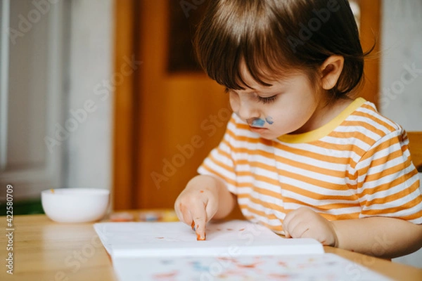 Fototapeta Early child development. Home education of the kid. New methods and technologies for teaching children. Creative development of children.