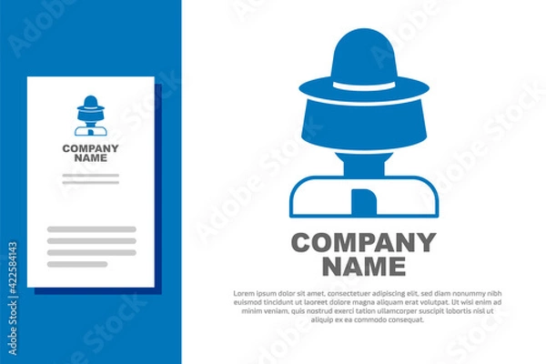 Fototapeta Blue Beekeeper with protect hat icon isolated on white background. Special protective uniform. Logo design template element. Vector