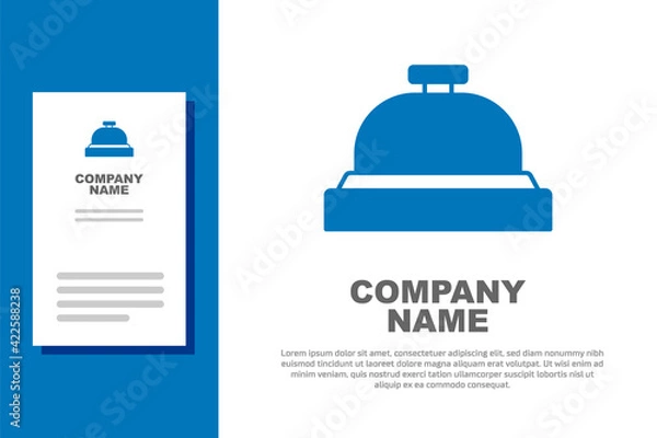 Fototapeta Blue Hotel service bell icon isolated on white background. Reception bell. Logo design template element. Vector