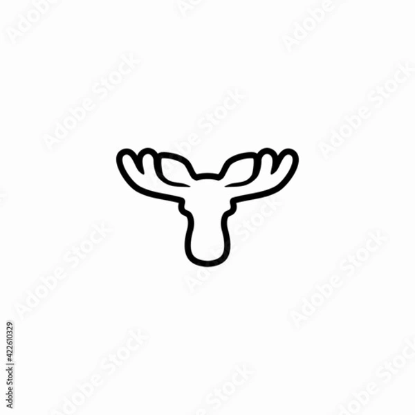 Fototapeta Vector illustration of a black silhouette of an elk. 
Isolated white background. moose head with horns icon