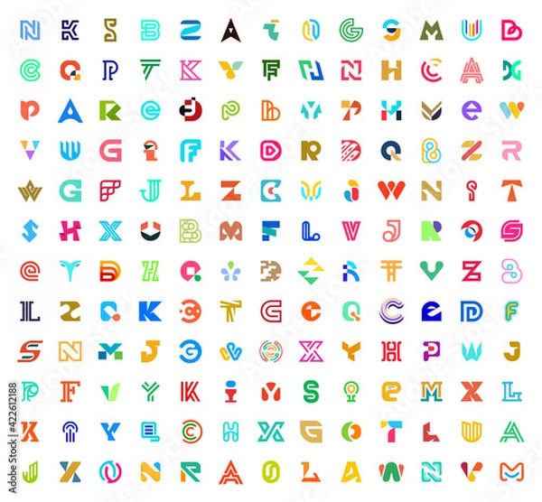 Fototapeta Abstract collection with letters. Geometrical abstract logos. Icon design