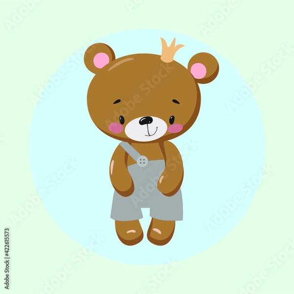 Obraz Сute teddy bear in panties with a crown on his head 