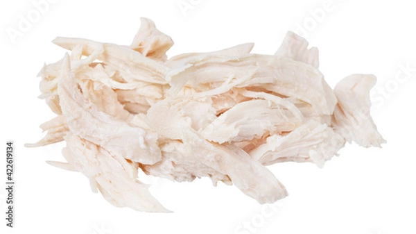 Obraz Pieces of boiled chicken breast isolated on white background