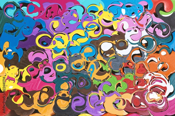 Fototapeta Distorted liquify colourful background. Vibrant saturated swirls and patterns