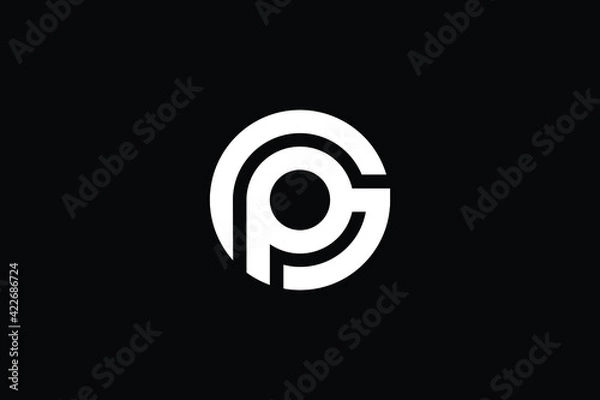 Obraz GP logo letter design on luxury background. PG logo monogram initials letter concept. GP icon logo design. PG elegant and Professional letter icon design on black background. G P PG GP