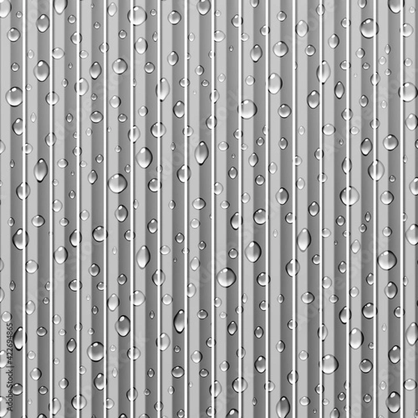 Fototapeta 波板の背景　シルバー　水滴