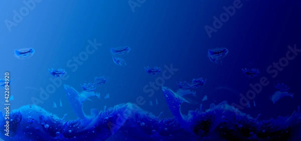 Fototapeta Abstract background underwater scene with water bubbles