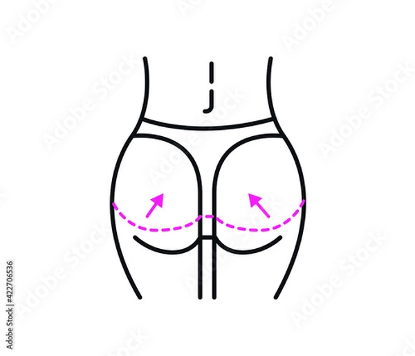 Fototapeta Buttock lift, woman icon. Element of health care for mobile concept and web apps icon. Thin line icon for website design and development, app development on white background