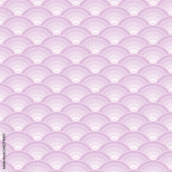 Fototapeta Japanese seamless circles pattern background. Japanese simple rounded background pattern for textile, paper, wrapping, ceramic, web and etc. Simple purple fish scale design pattern for spring sale.