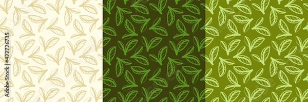 Fototapeta Botanical seamless pattern vector for floral textile pattern, vegetarian cooking banner. Vegan background with leaf ornament for eco store branding, green market, organic product label. Fabric design.