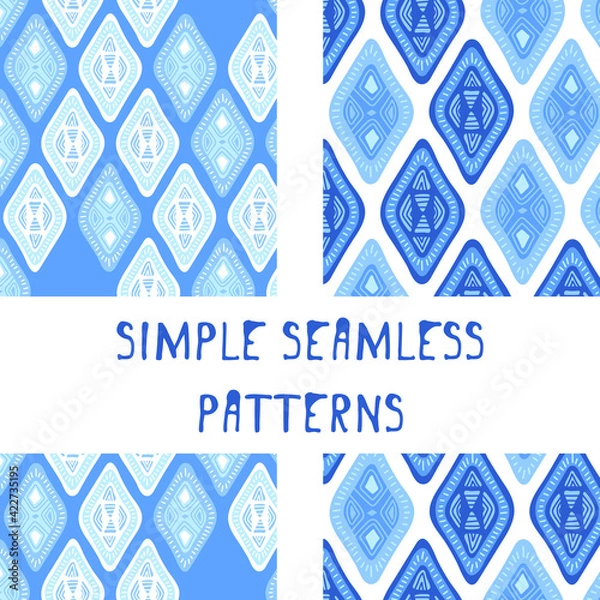 Obraz Seamless vector illustration.
Editable repeating pattern. Isolated indigo rhombus pattern. Fabric, textiles, gifts, wallpaper. Flat style