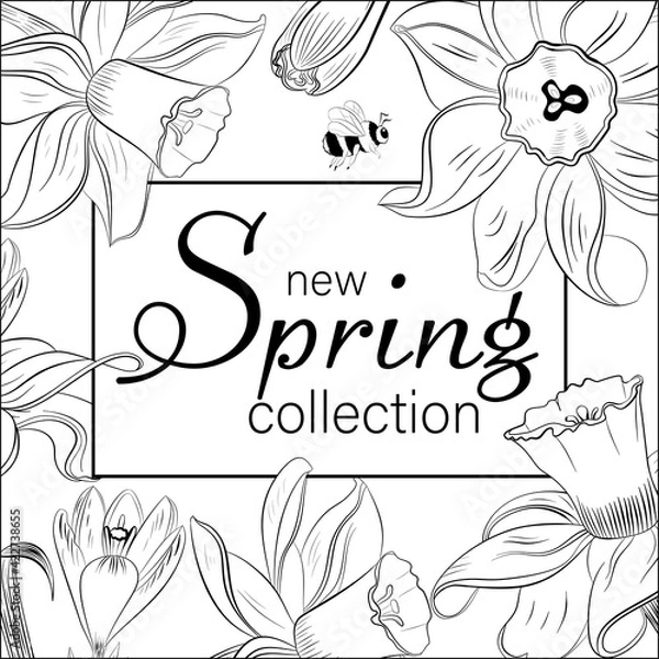 Fototapeta Hand drawn vector seamless pattern. Beautiful floral illustration. Drawing by hand. New spring collection banner.