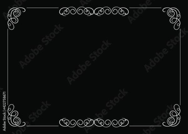Obraz Vector Calligraphic Frame Template, Calligraphic Design Element, Old Movie Vintage Style.
