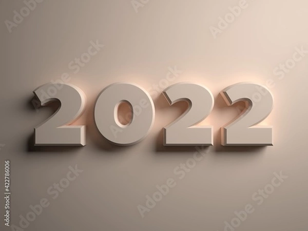 Fototapeta 3d Illustration of Happy new year 2022 Text Design.