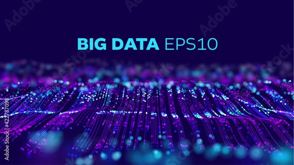 Fototapeta Big data technology vector background. Big data network. Geometric future ai background