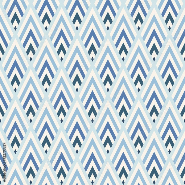 Fototapeta Geometric rhombus seamless vector pattern. Blue decorative background