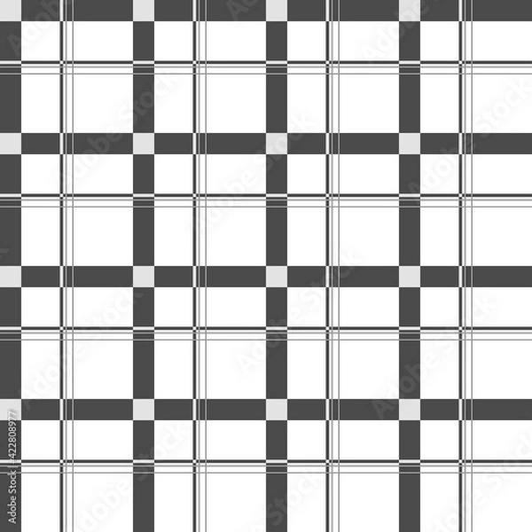 Fototapeta Seamless background of black and white plaid pattern, vector illustration.