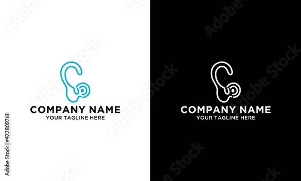 Fototapeta Ear outline icon. linear style mark for mobile concepts and web design. Hearing aid behind ear outline vector icon. Symbol, logo illustration. Vector graphics