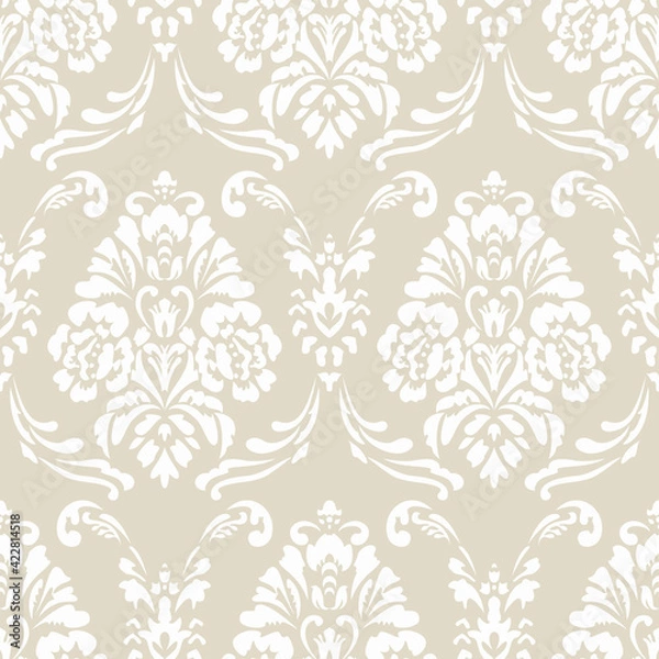 Fototapeta Damask seamless vector pattern. Classic vintage background.