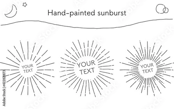 Fototapeta ゆるい線画、手書き風の集中線、サンバースト