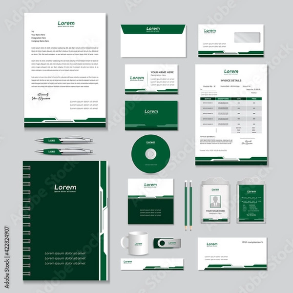 Obraz corporate identity template with digital elements. Vector company style for brand book and guideline.	
