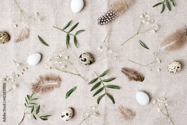 Fototapeta Easter tender pattern, festive composition with eggs