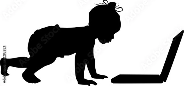 Fototapeta Baby and computer