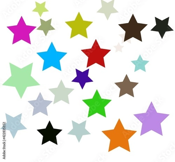 Obraz colorful stars  in  a white background digital illustration