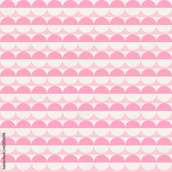 Fototapeta Seamless abstract geometric pattern. Simple design circles stripes.pastel palette pink. Modern endless print for textile, fabrics, wrapping, wallpapers, baby room. Retro vintage style. Vector